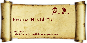 Preisz Miklós névjegykártya